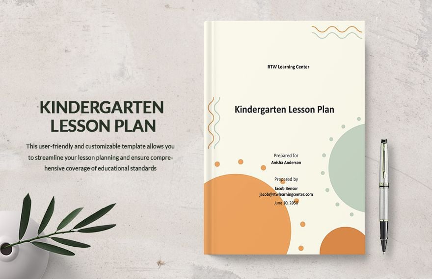 Sample Kindergarten Lesson Plan Template