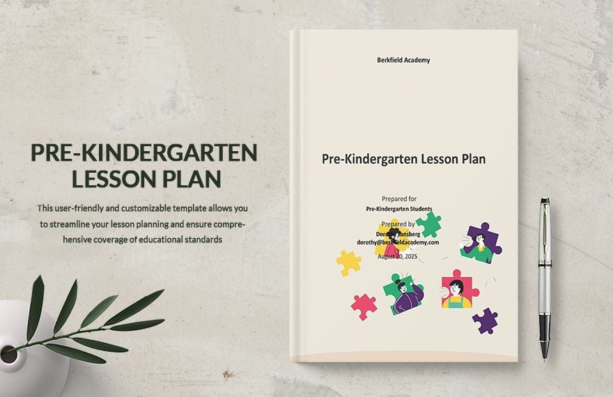 Sample Pre Kindergarten Lesson Plan Template