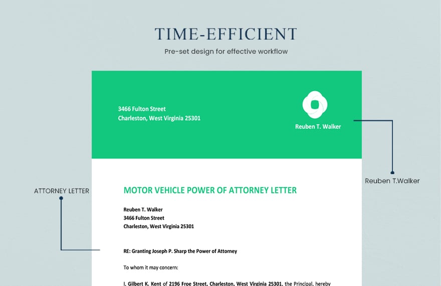 Motor Vehicle Power of Attorney Letter