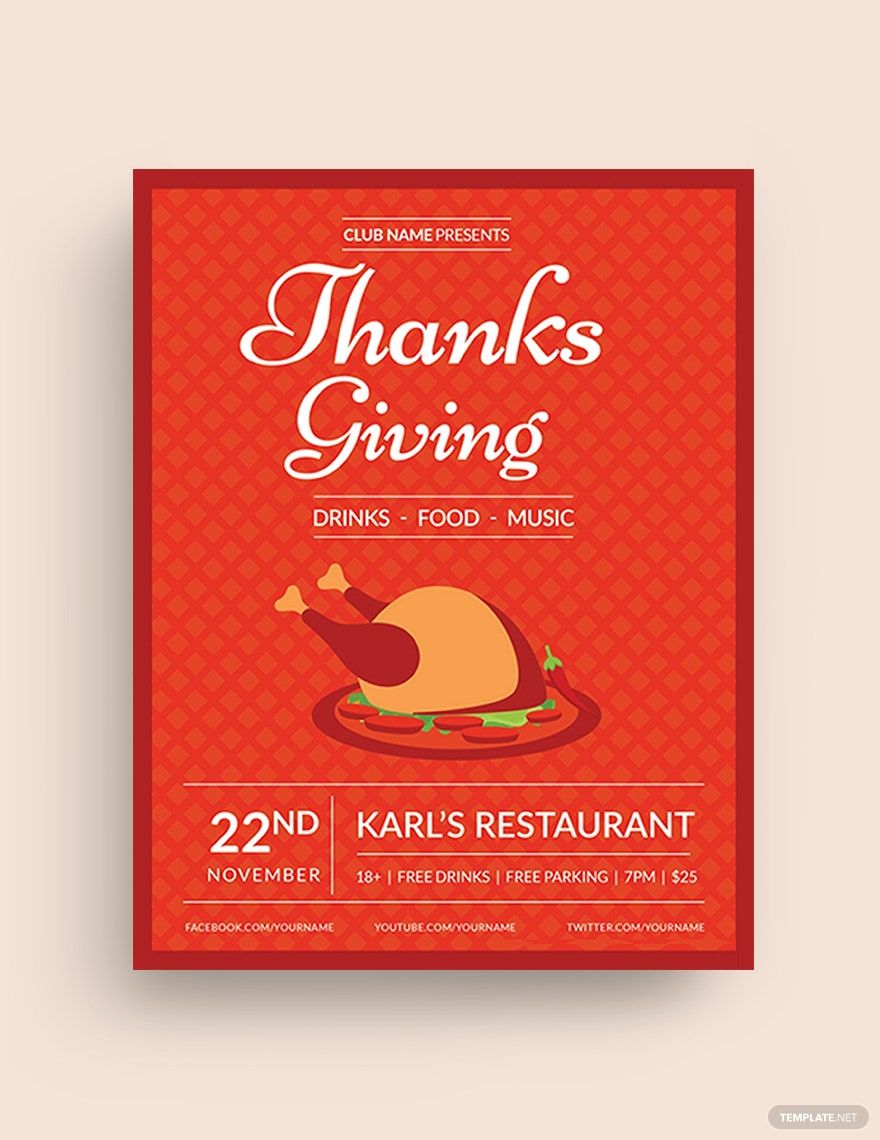 Club Thanksgiving Flyer Template