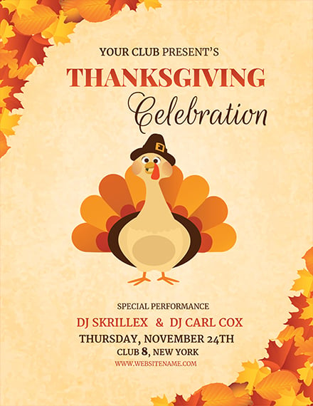 dj thanksgiving flyer template 1x