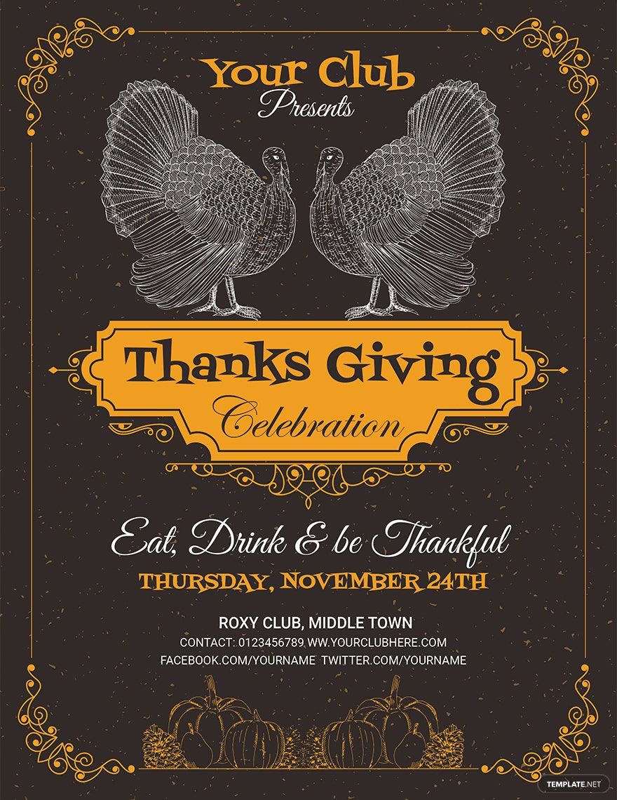 Free Printable Thanksgiving Party Flyer Template in Word, Google Docs, PSD, Apple Pages, Publisher