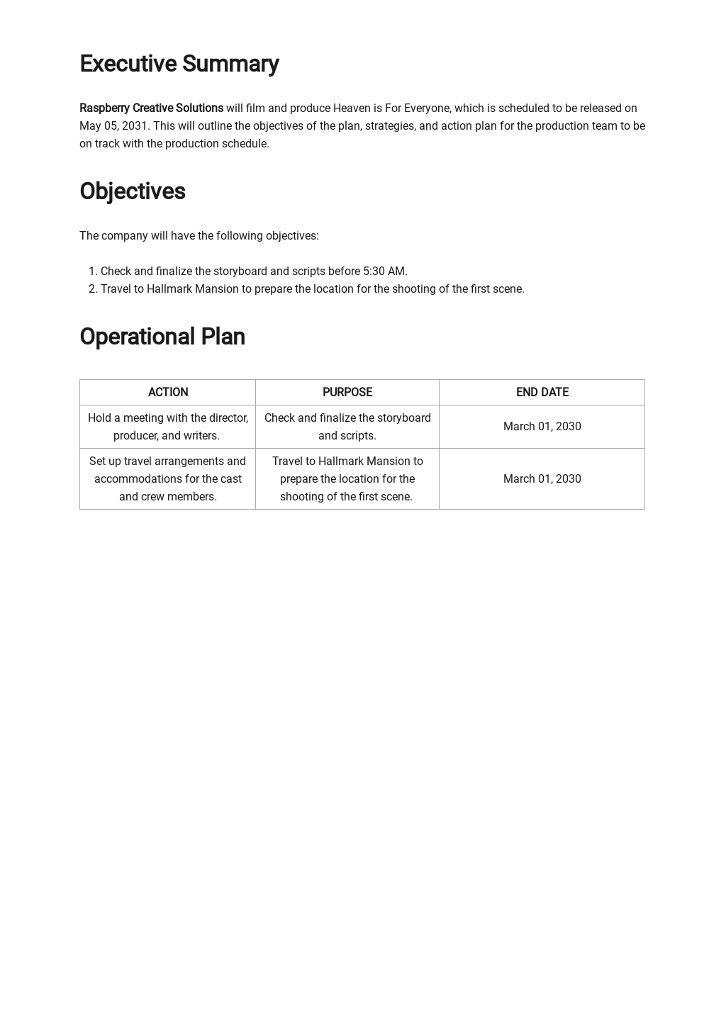 Daily Production Plan Template [Free PDF] - Google Docs, Word, Apple ...