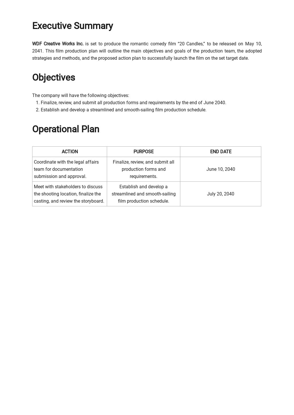 film production business plan sample