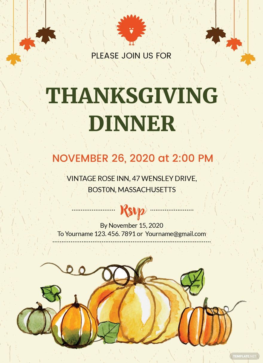 Thanksgiving Dinner Party Invitation Template