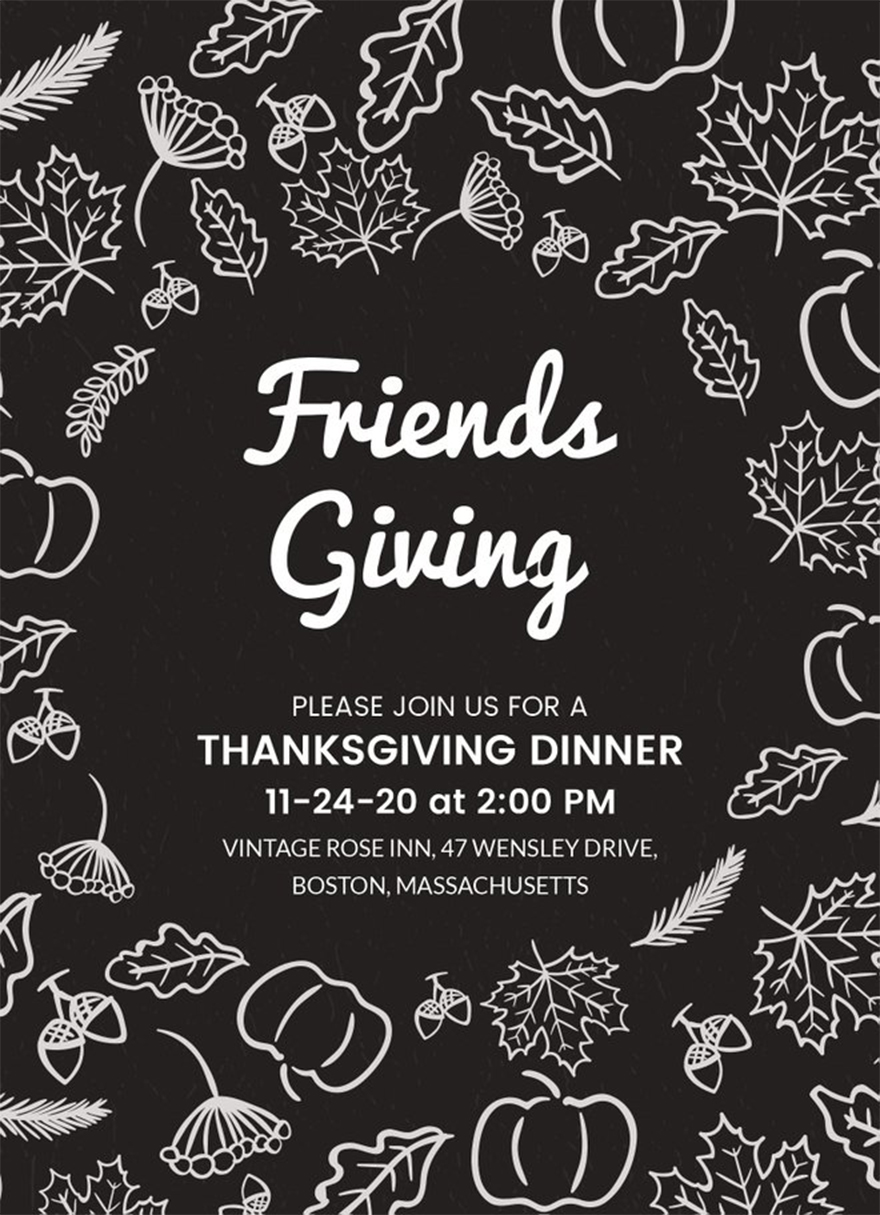 Thanksgiving Invitation Template for Friends