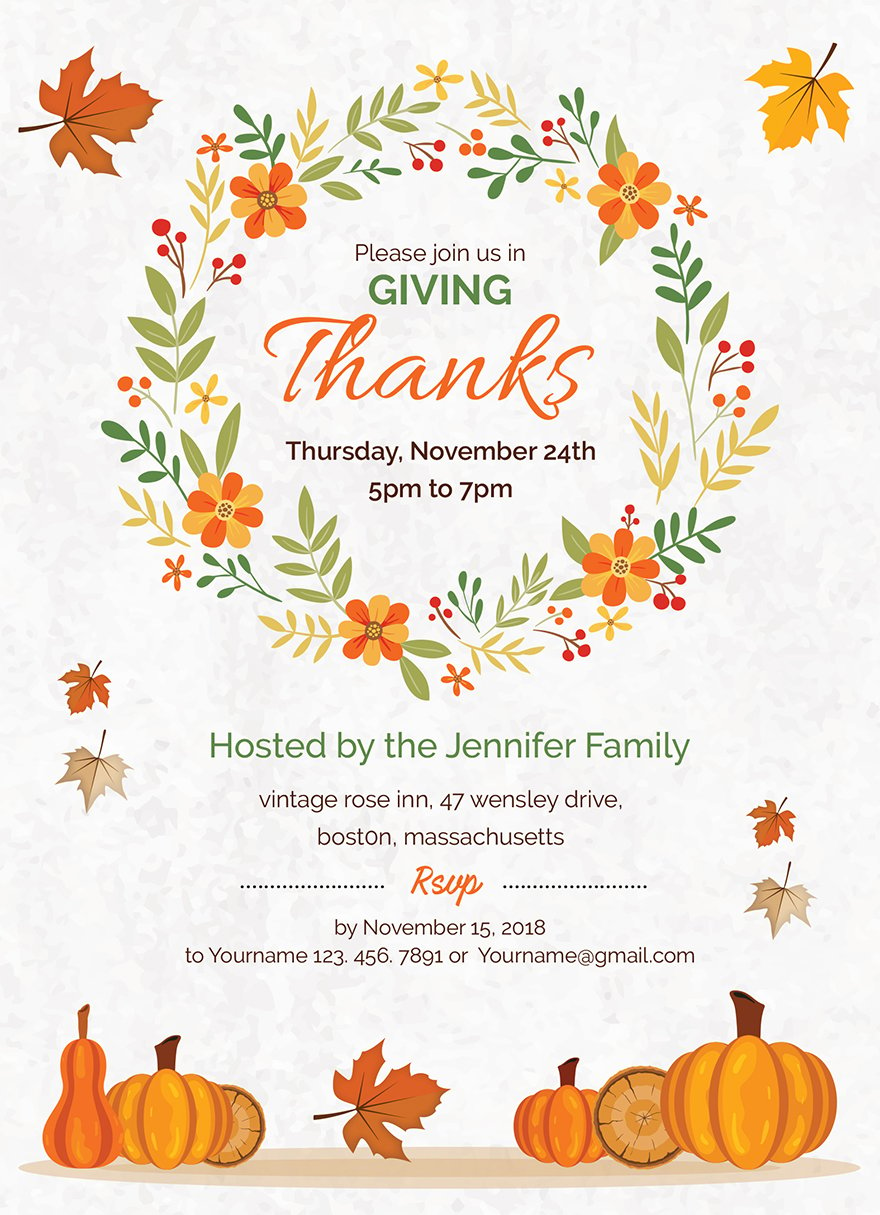 Thanksgiving Greeting Card Invitation Template