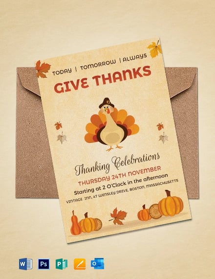 Free Vintage Thanksgiving Event Celebration Invitation