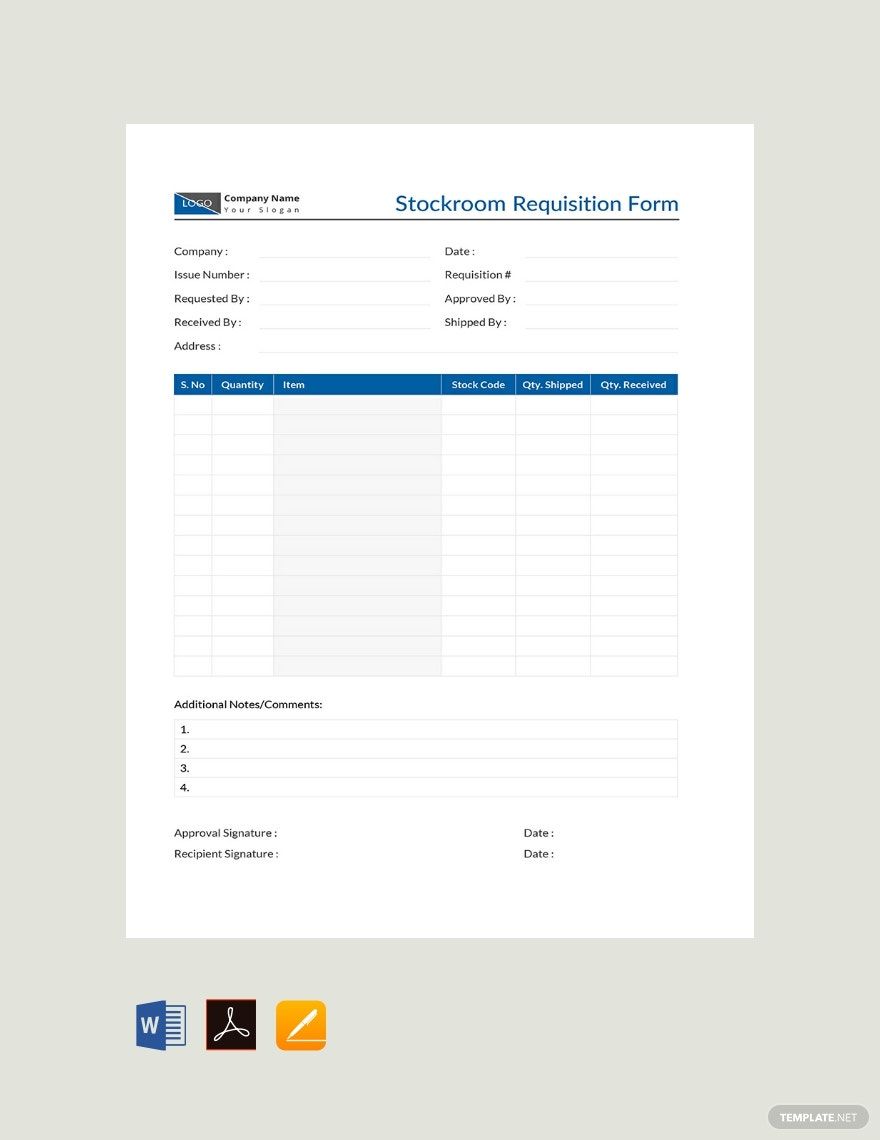 Stockroom Requisition Form Template