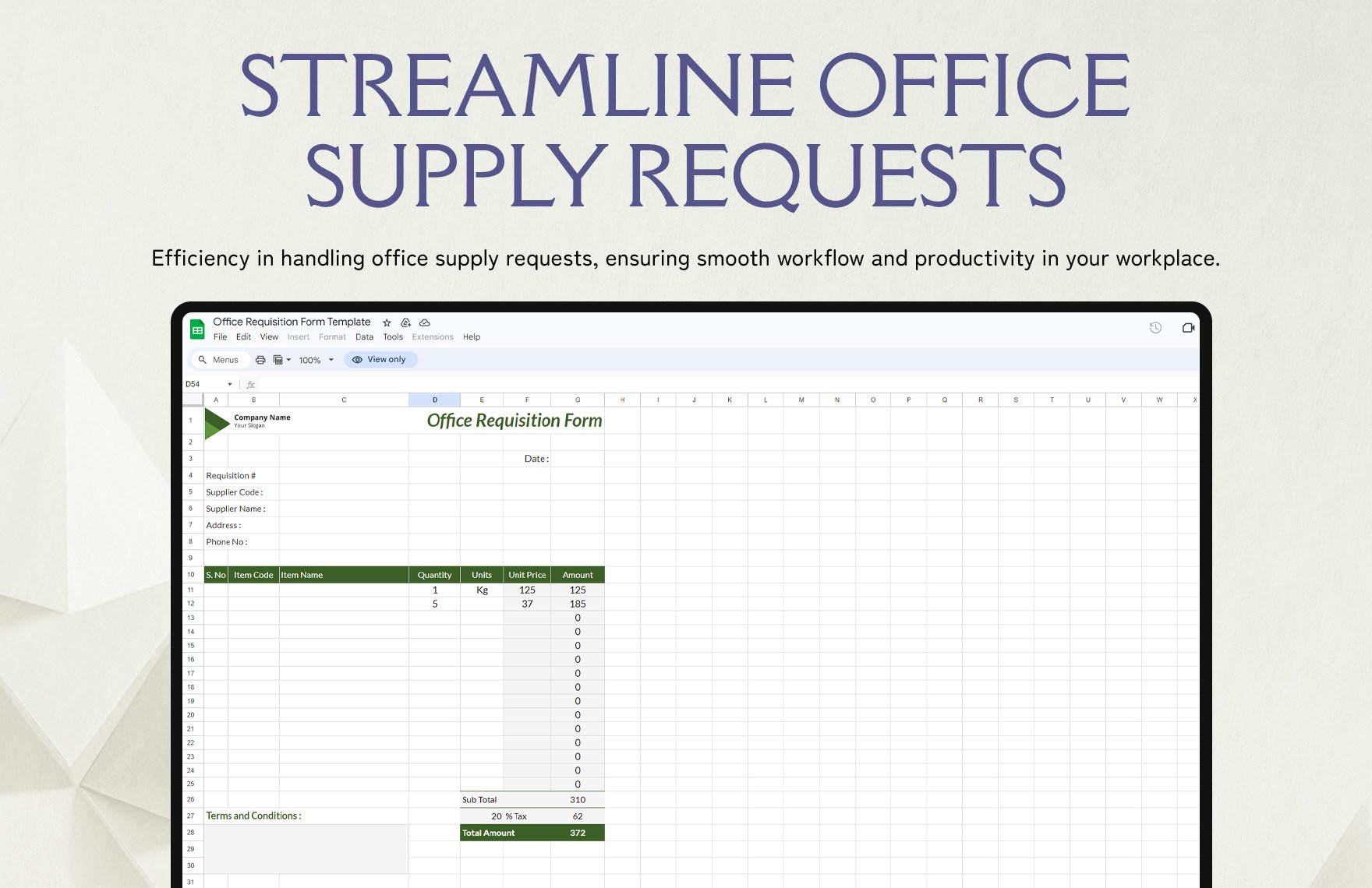 Office Requisition Form Template