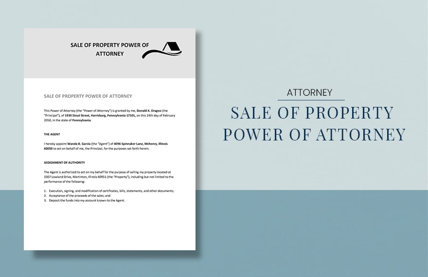 Sale of Property Power of Attorney Template in Word, Google Docs