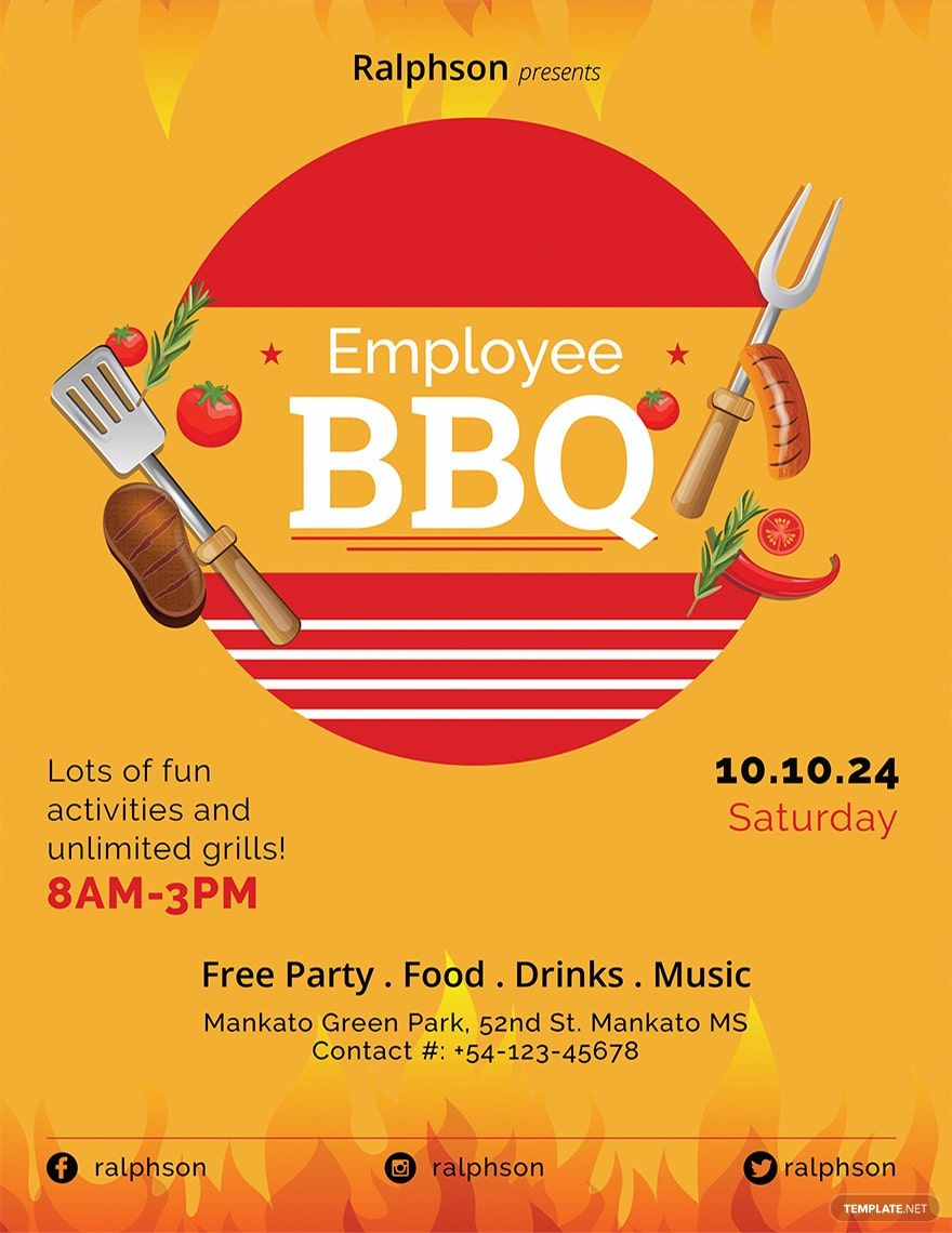 Free Employee BBQ Party Flyer Template