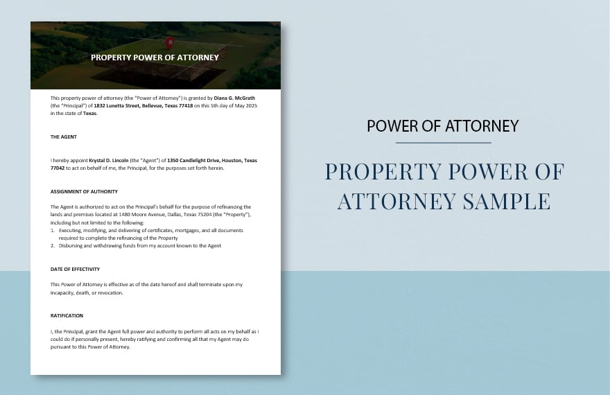 Property Power of Attorney Sample Template in Word, Google Docs