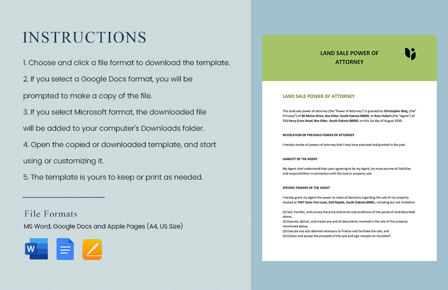 Land Sale Power of Attorney Template