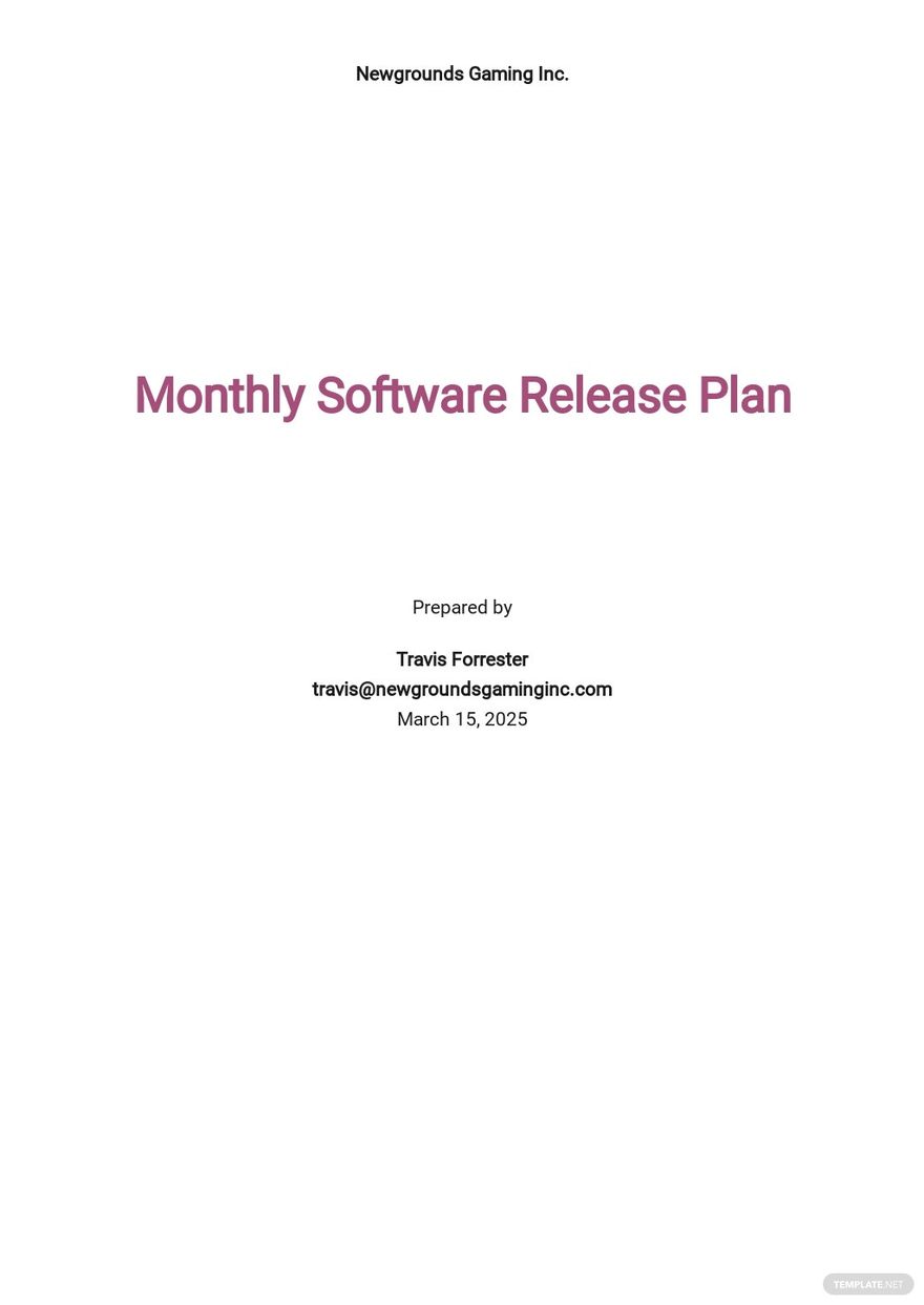 Monthly Release Plan Template
