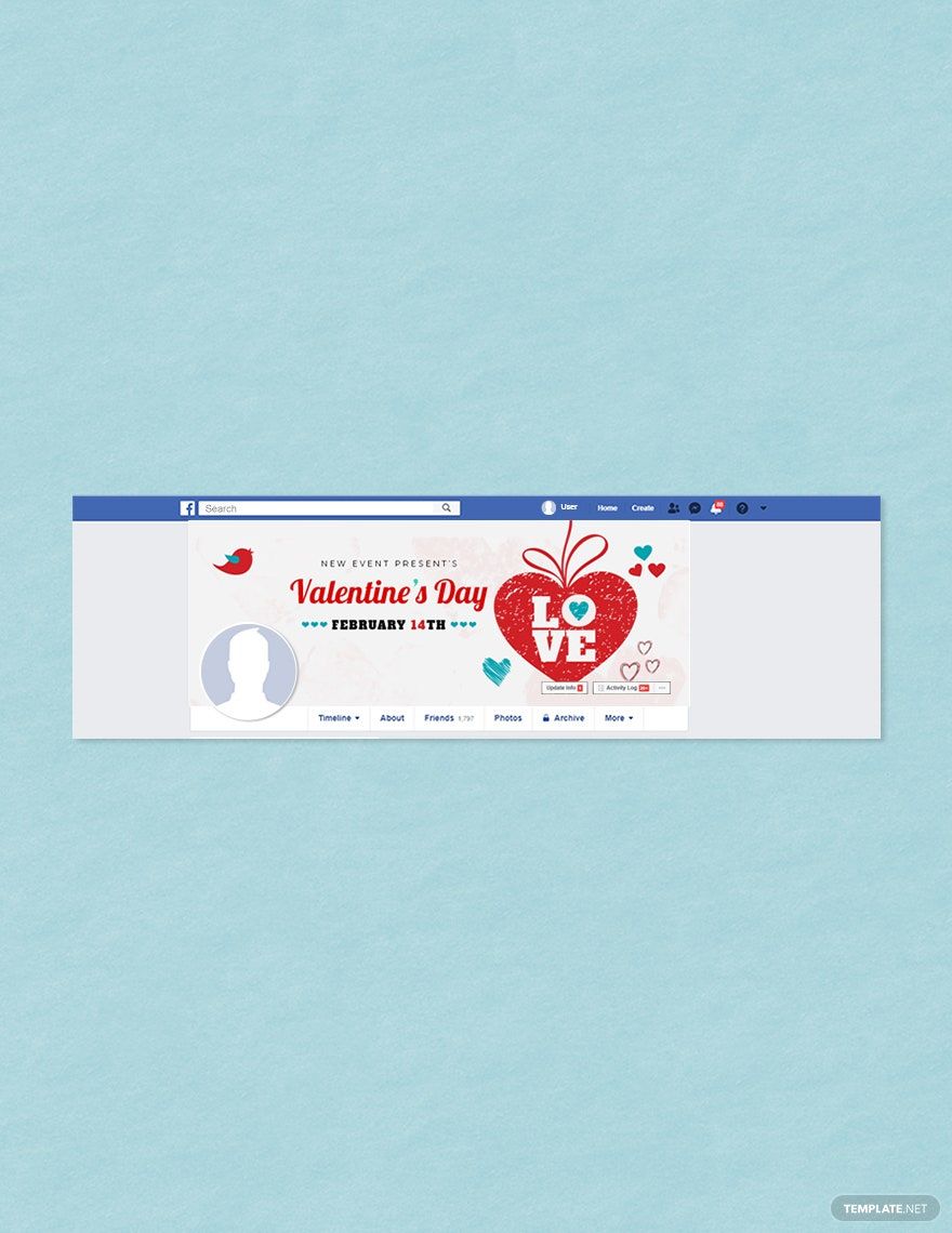 Valentine's Day Facebook Cover Template in PSD