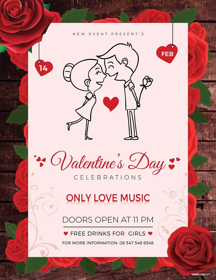 Valentine's Day Flyer Template in Word, Apple Pages, Publisher