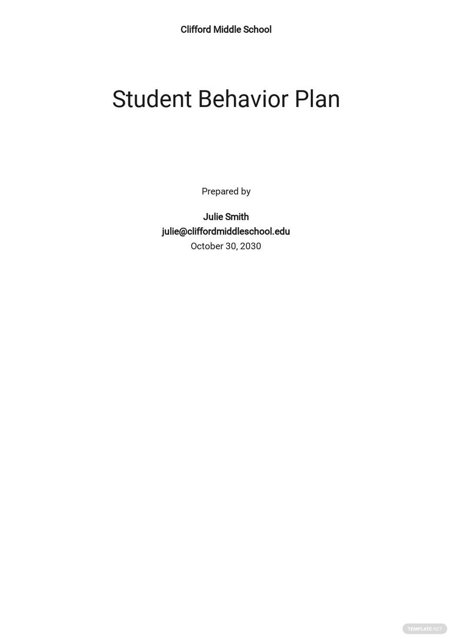 Student Behavior Plan Template