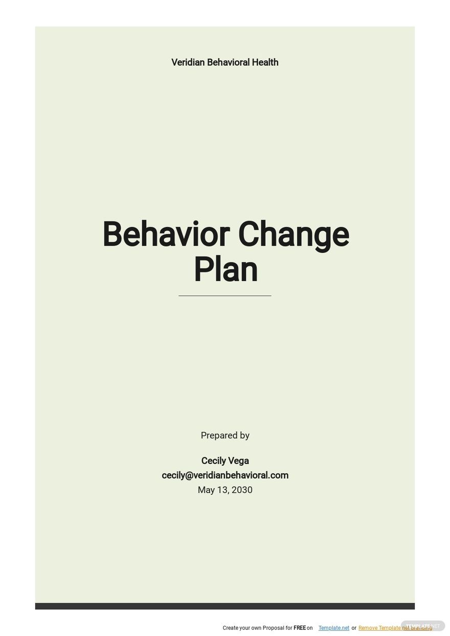 Behavior Change Plan Template