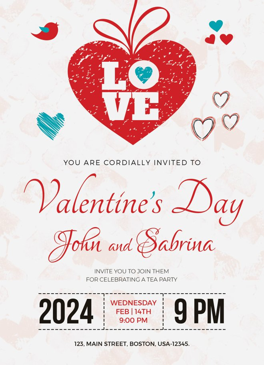 Valentine's Day Party Invitation Template