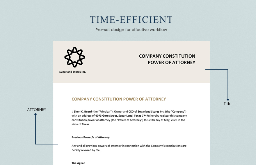 Company Constitution Power of Attorney Template