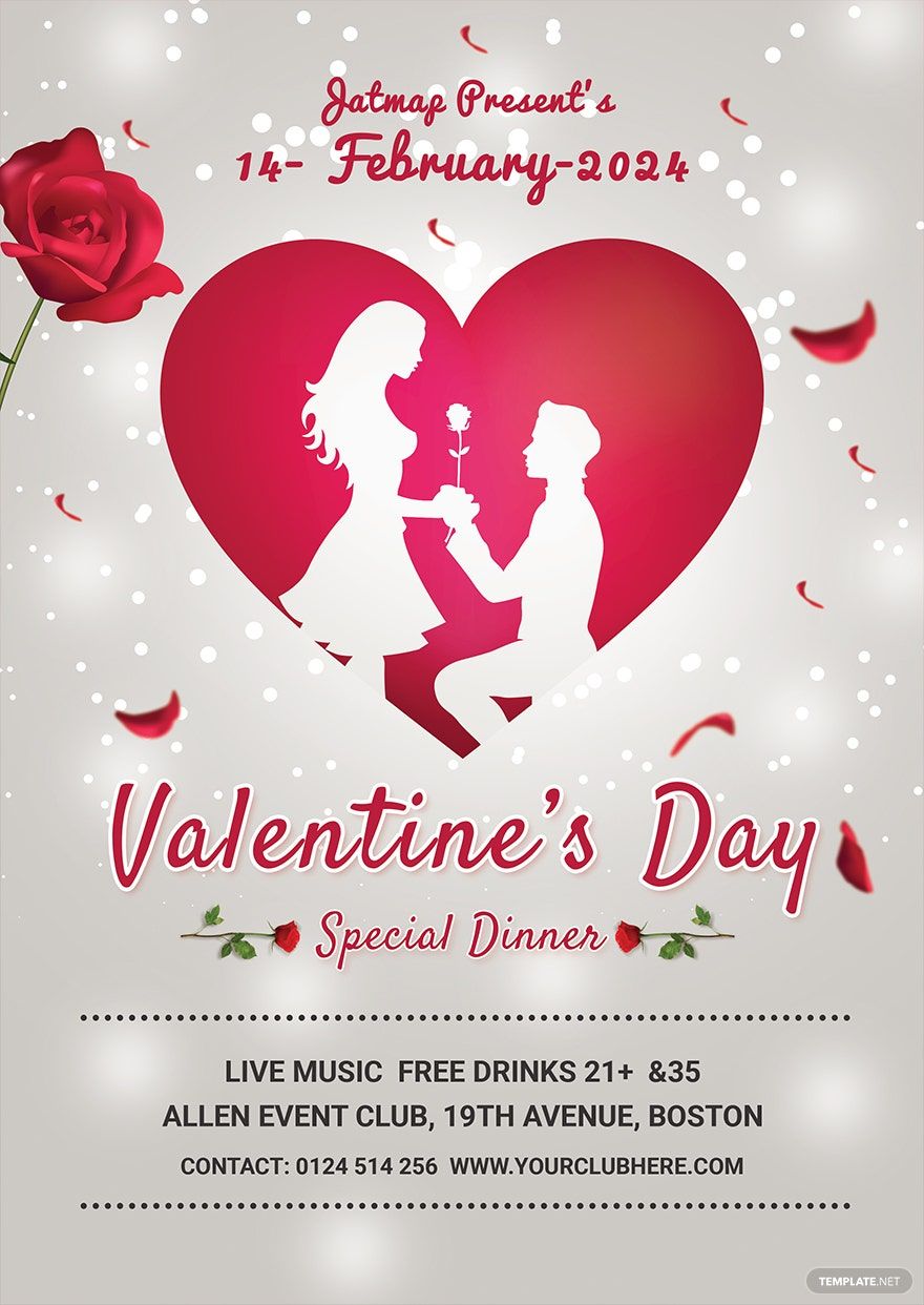 Romantic Valentine's Day Menu Template in Word, PSD, Apple Pages, Publisher, Outlook