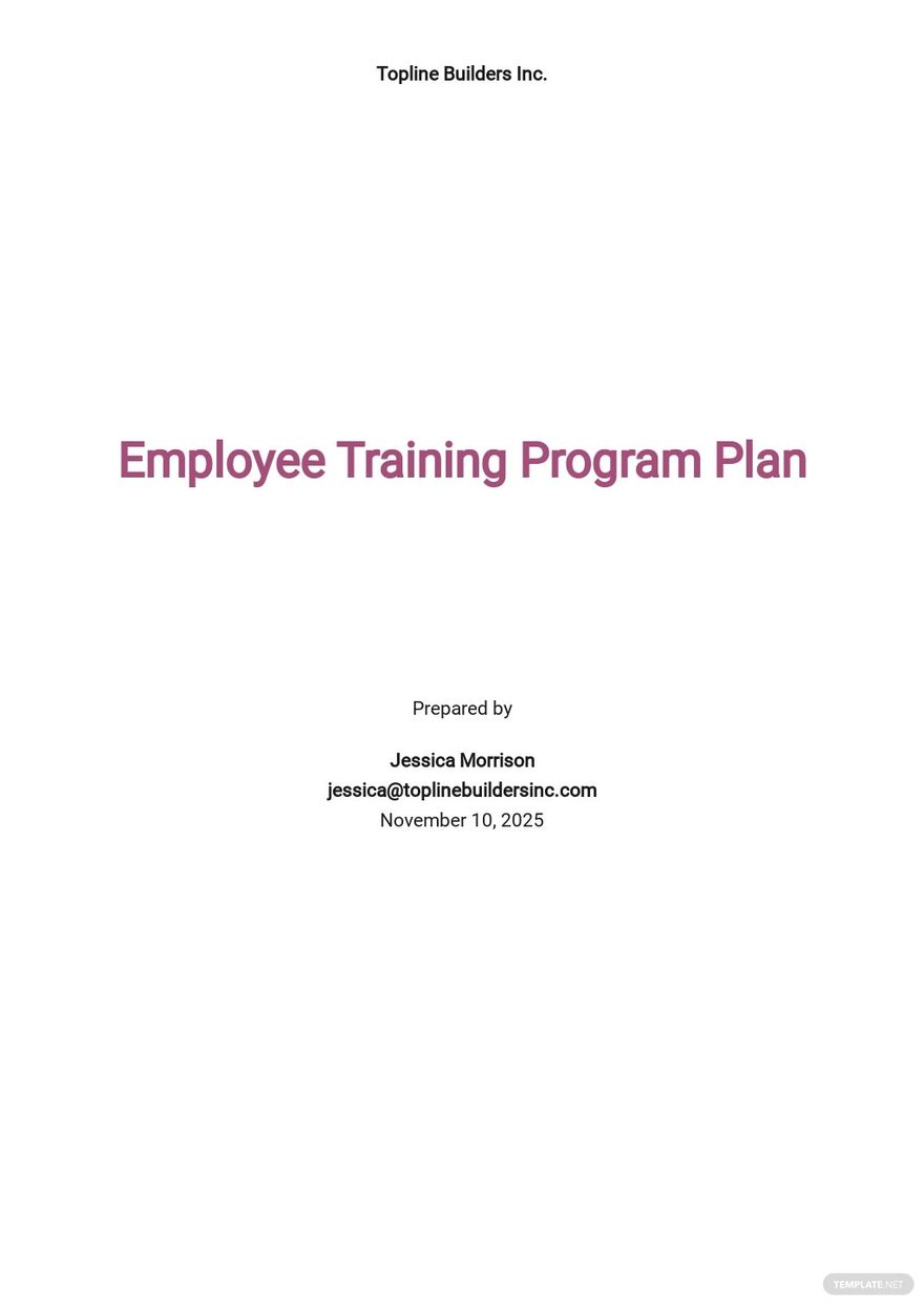 Training Program Plan Template