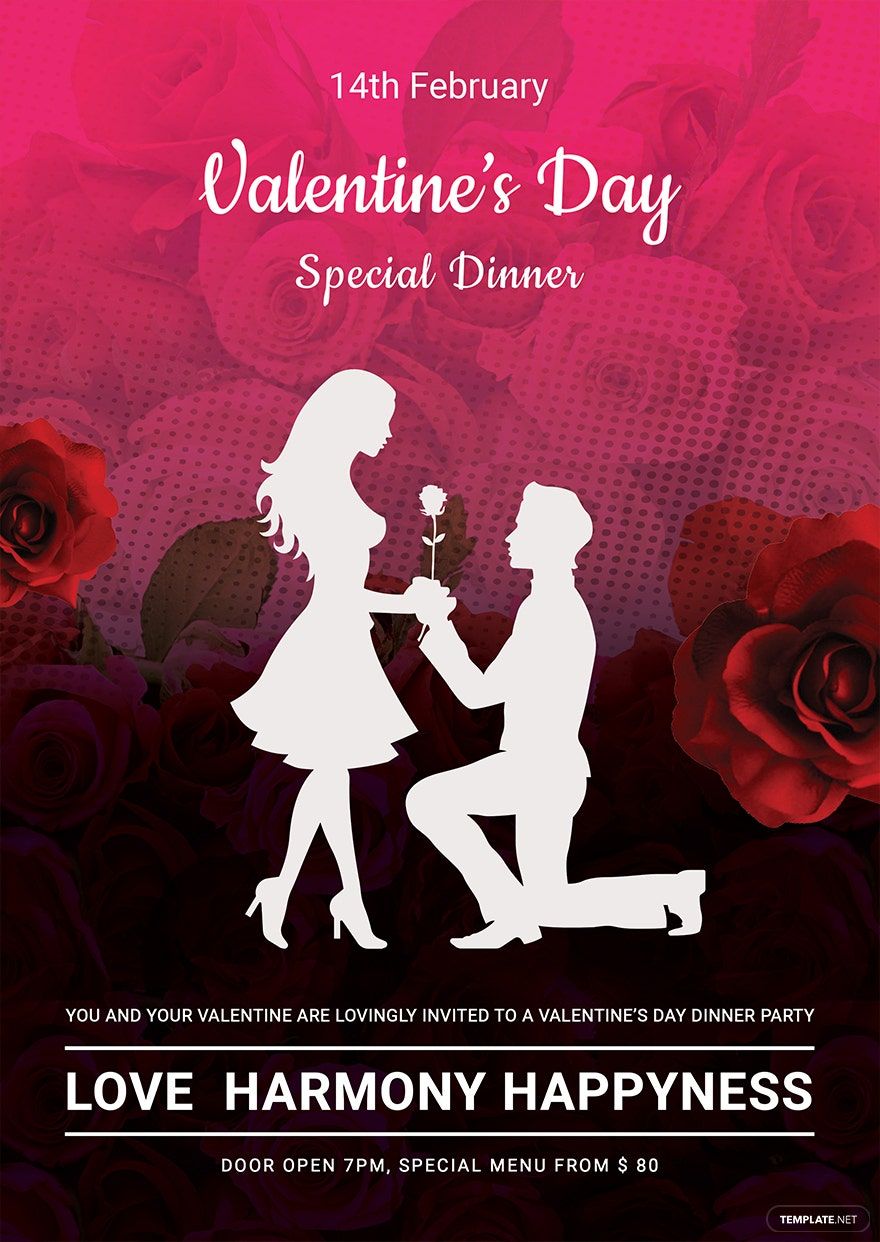 Printable Valentine's Day Menu Template in Word, PSD, Apple Pages, Publisher, Outlook, Wordpress