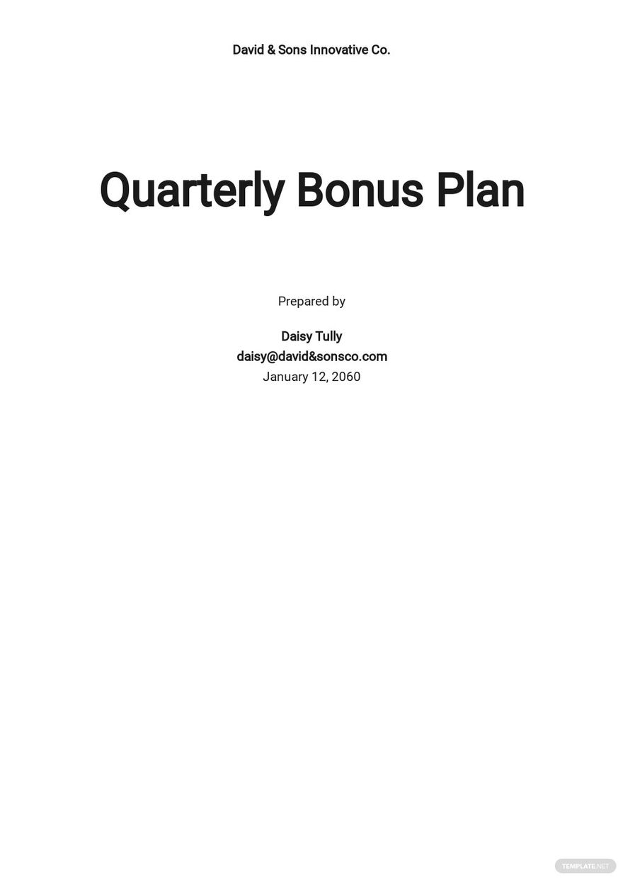 Free Quarterly Bonus Plan Template Google Docs, Word, Apple Pages