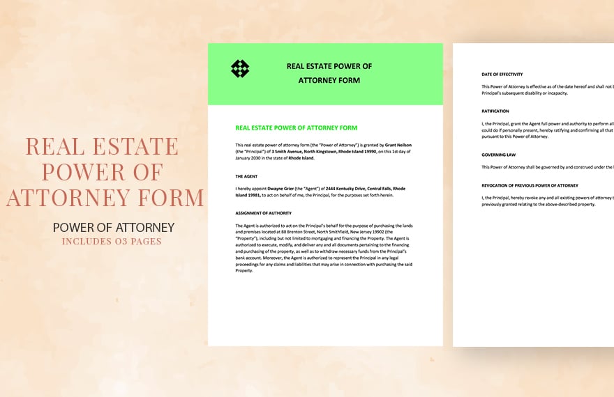 Real Estate Power of Attorney Form Template