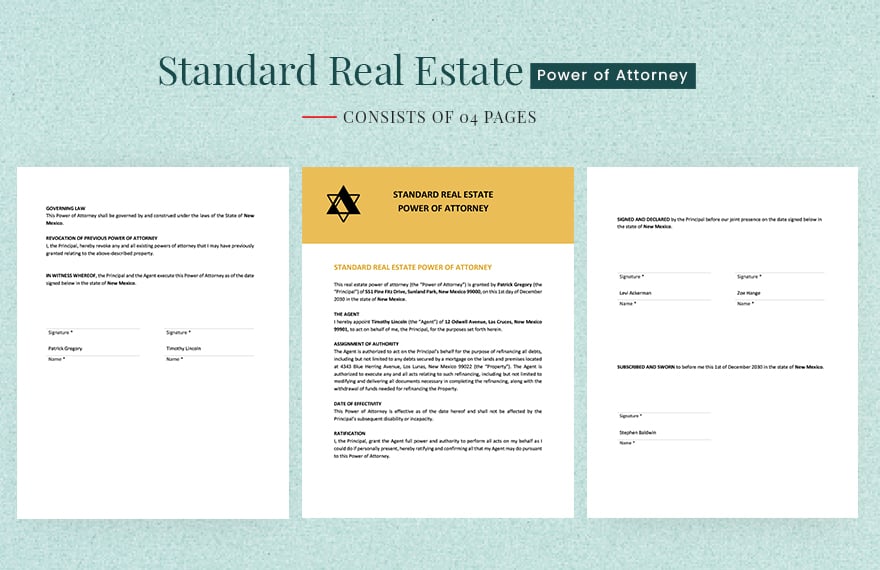Standard Real Estate Power of Attorney Template