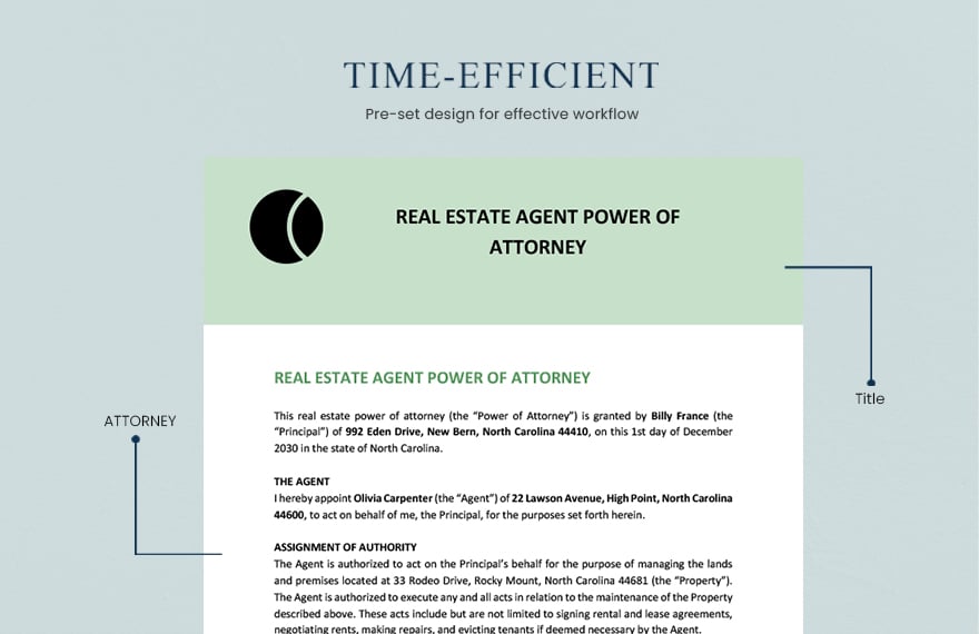 Real Estate Agent Power of Attorney Template