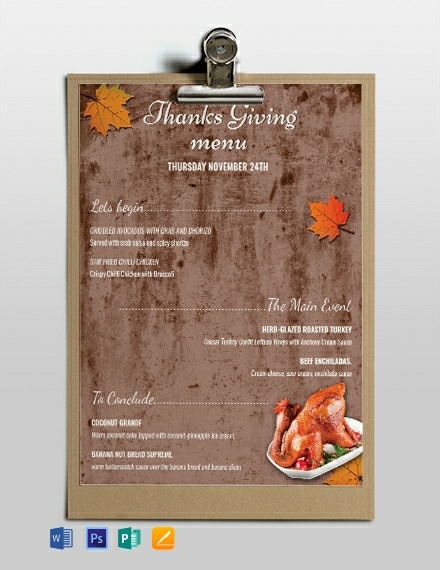 Free Printable Thanksgiving Menu Template Free Printable Thanksgiving Menu Template