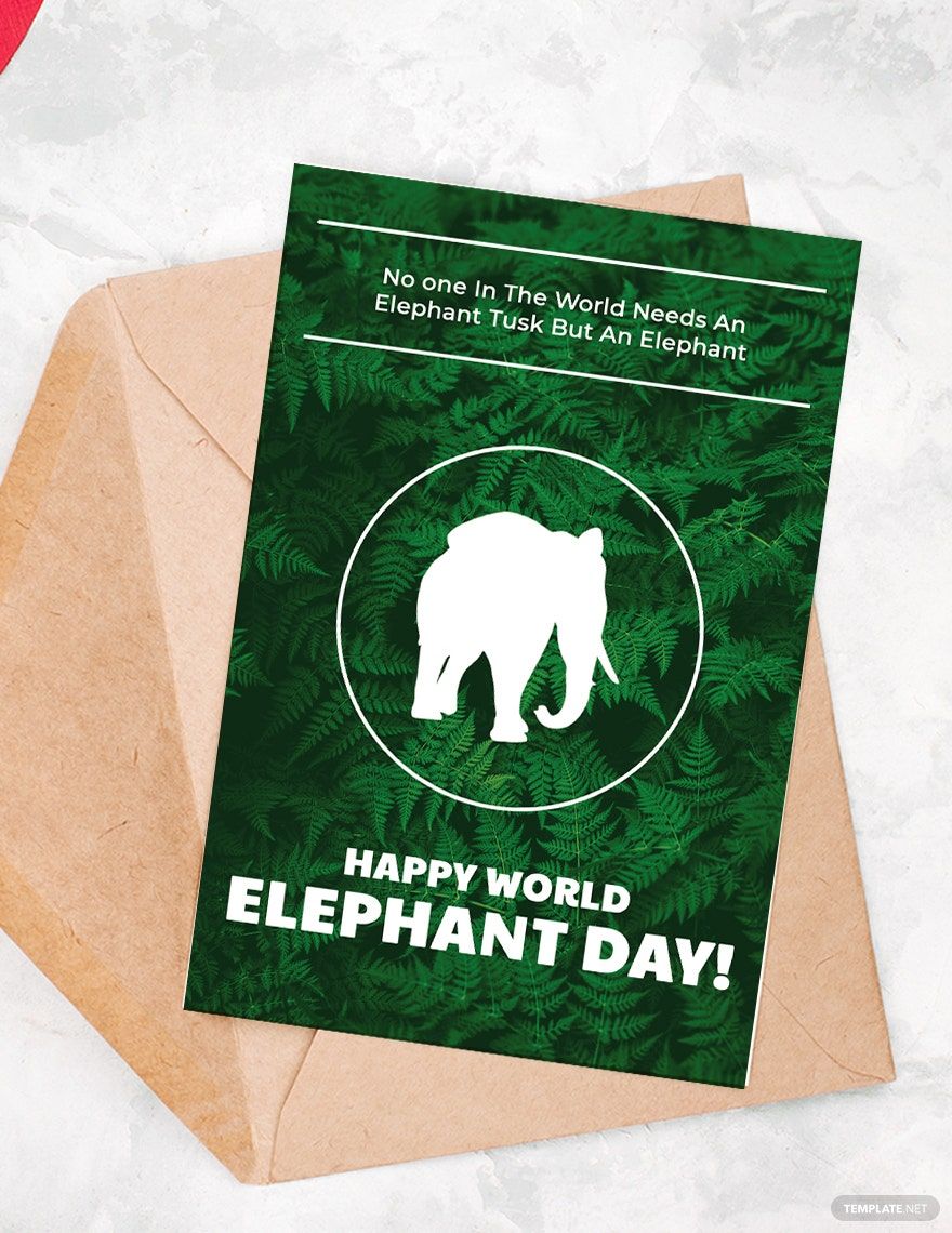 Free World Elephant Day Card Template