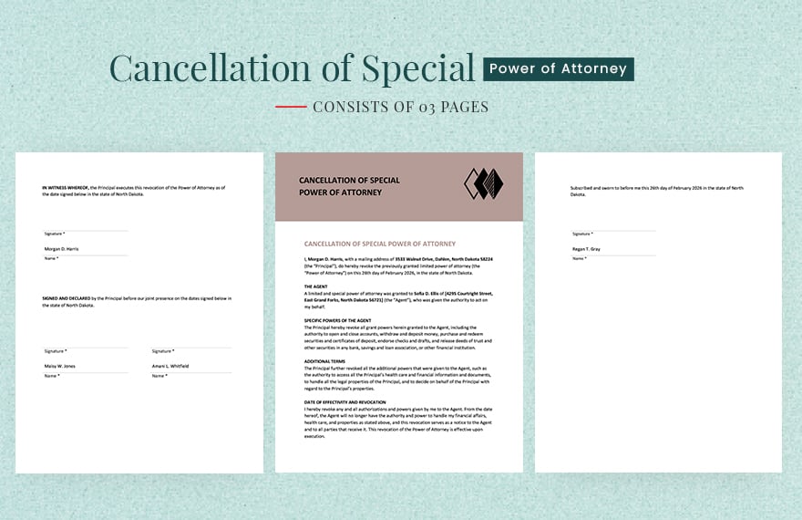 Cancellation of Special Power of Attorney Template