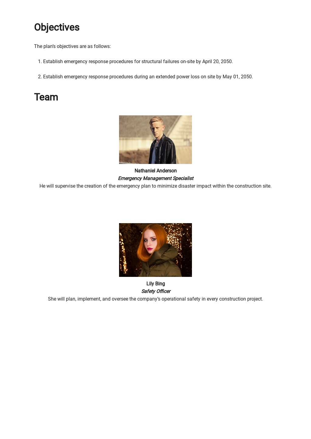 Construction Emergency Action Plan Template in Google Docs, Word, Apple