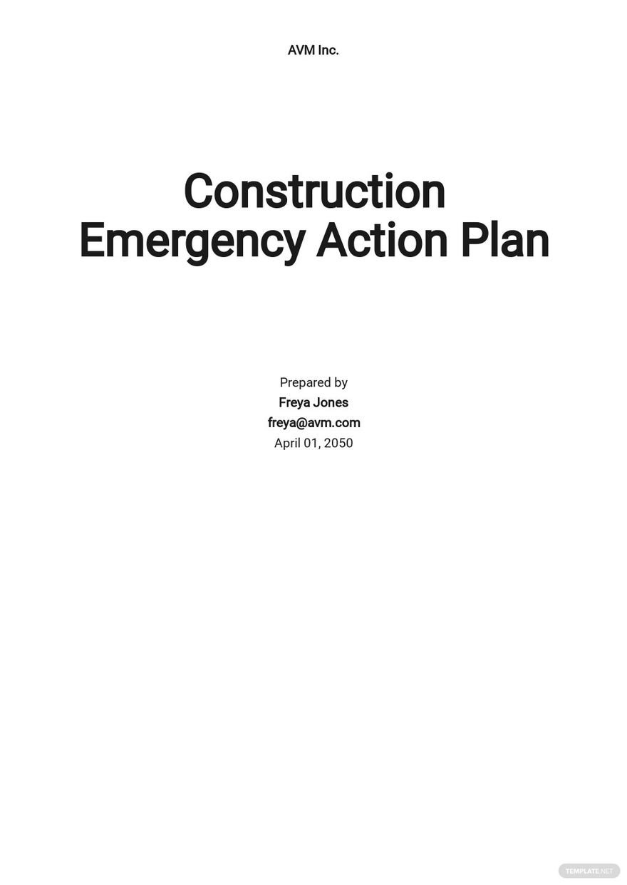 Construction Emergency Action Plan Template