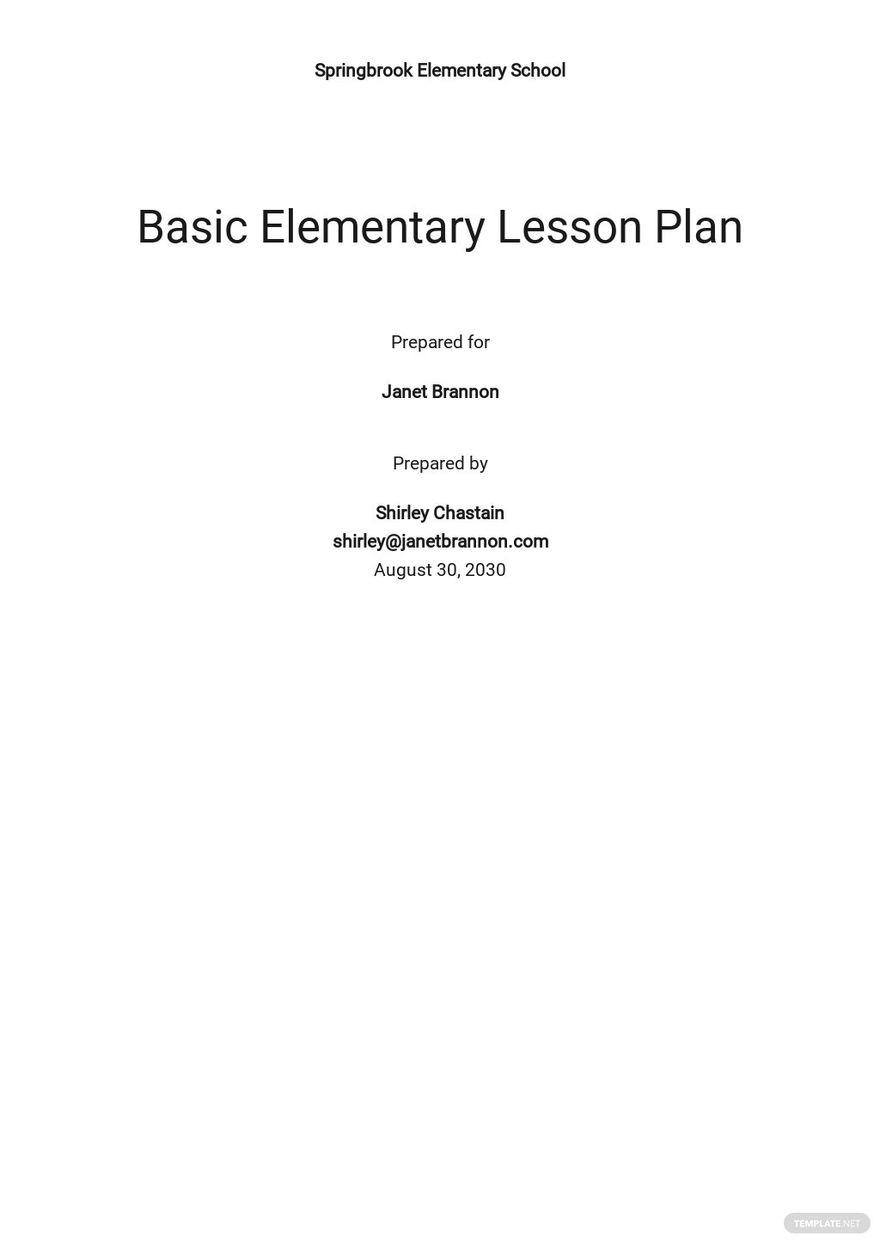 Free Basic Elementary Lesson Plan Template