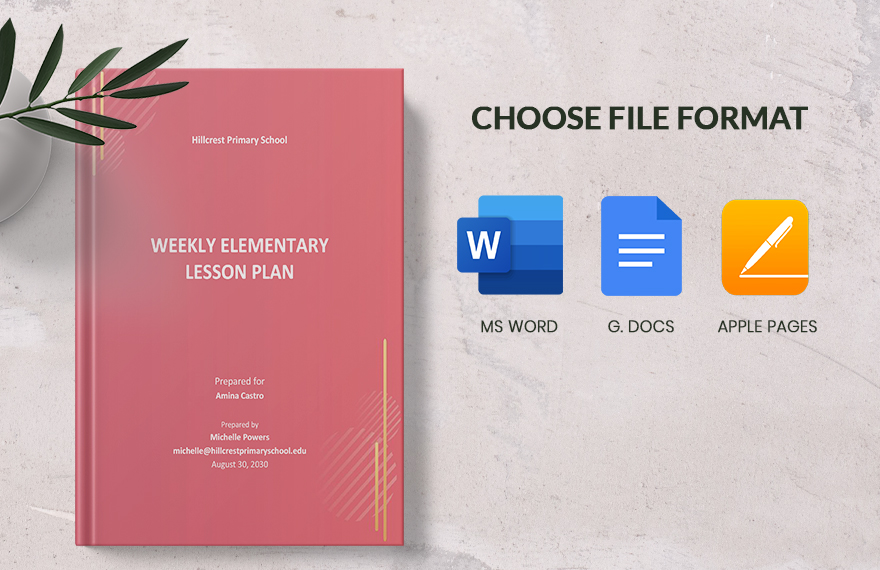 Weekly Elementary Lesson Plan Template