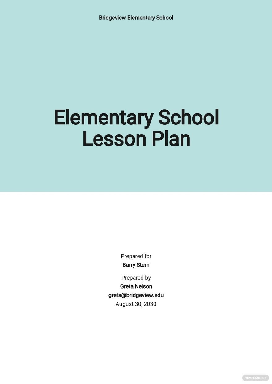 Elementary School Lesson Plan Template