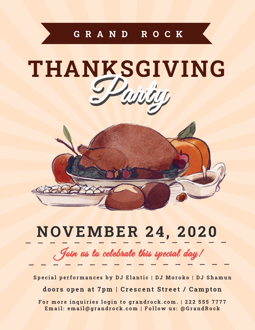 Thanksgiving Celebration Flyer Template [Free PDF] Word (DOC) PSD