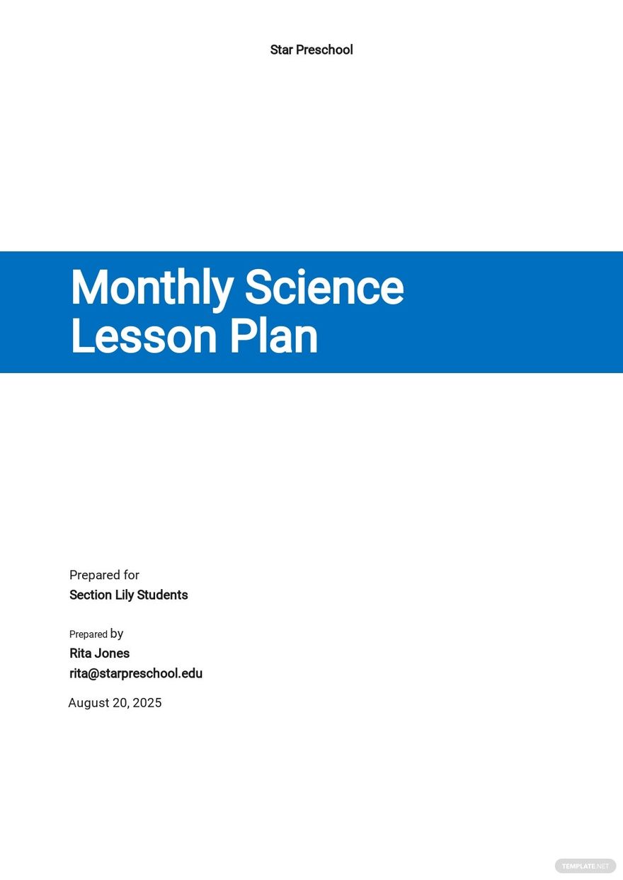 Preschool Monthly Lesson Plan Template