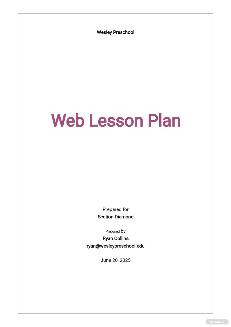 Preschool Web Lesson Plan Template