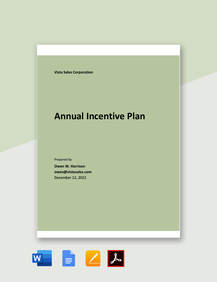 Annual Incentive Plan Template - Google Docs, Word, Apple Pages, PDF ...