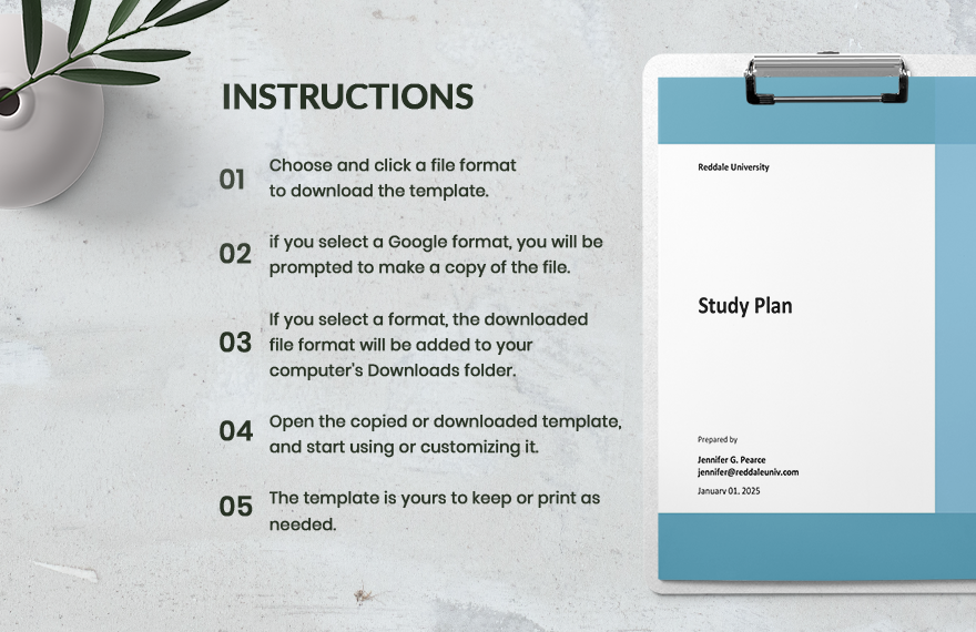 Sample Study Plan Template