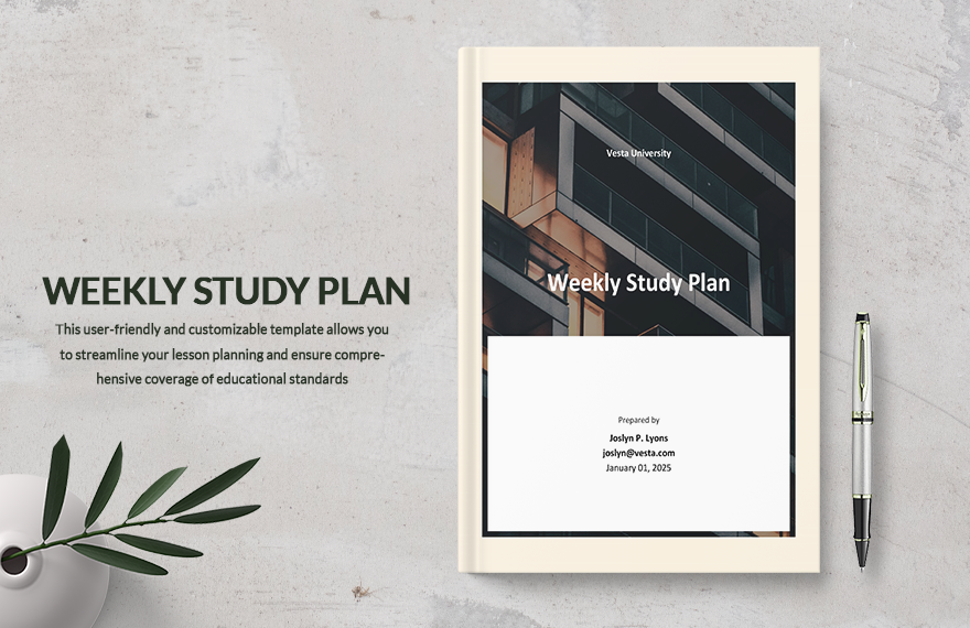 Weekly Study Plan Template Word Google Docs PDF Apple Pages 