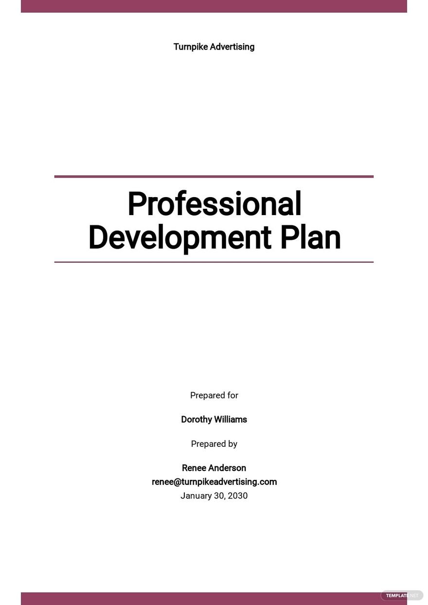 Free Sample Professional Development Plan Template
