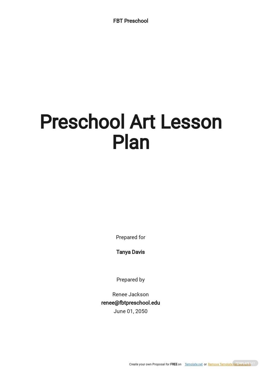Preschool Art Lesson Plan Template