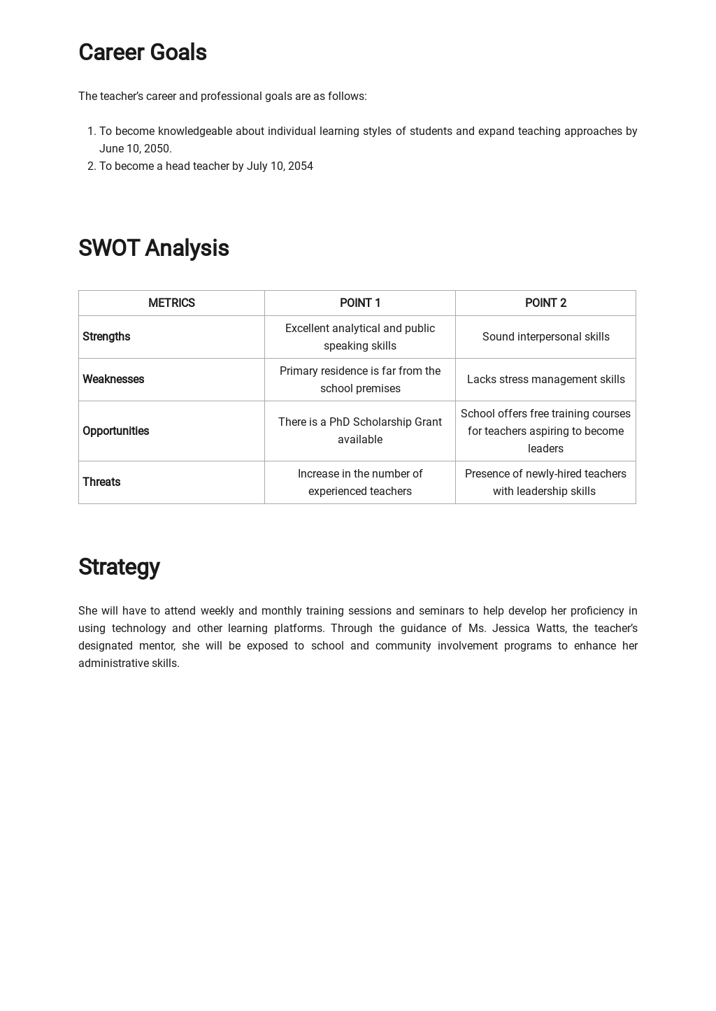 School Professional Development Plan Template [Free PDF] - Google Docs ...