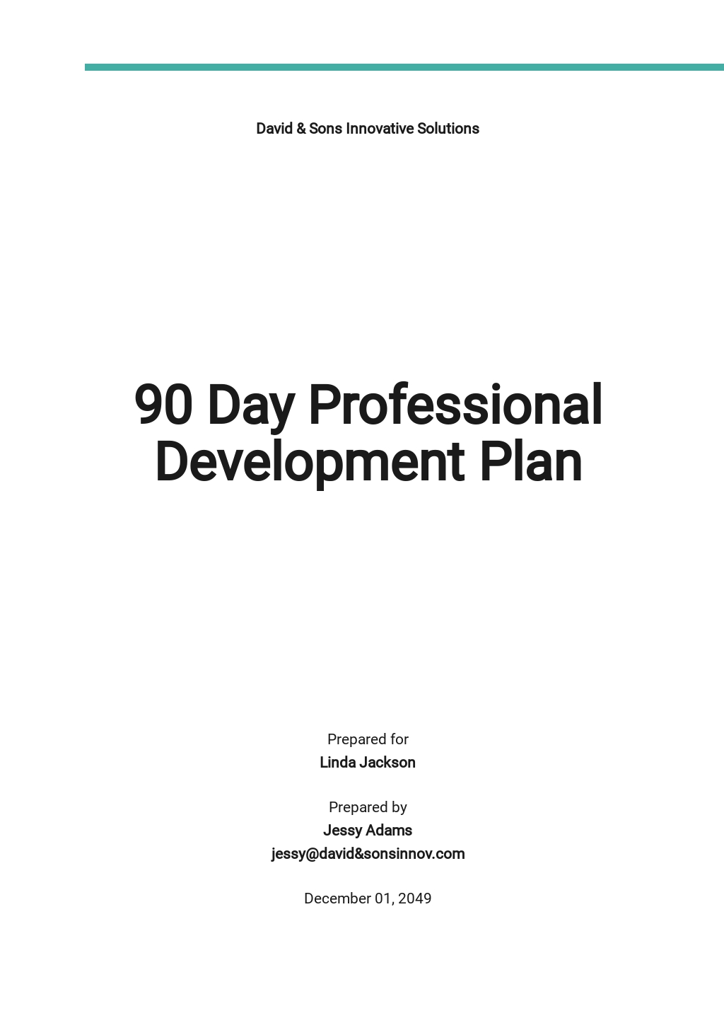 90 day Professional Development Plan Template